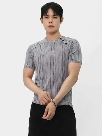 Diagonal Henley Muscle Fit Top