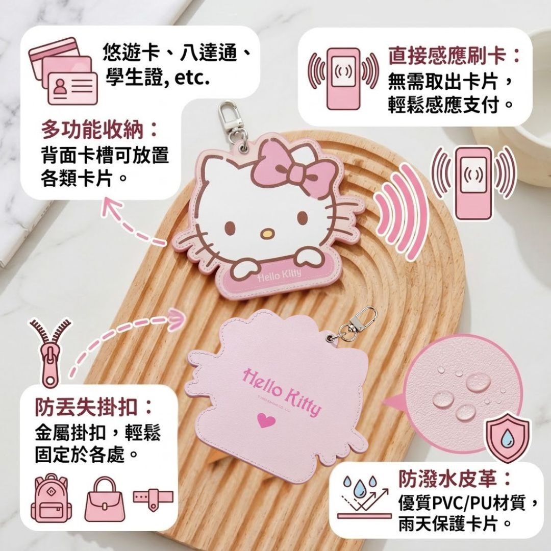 Hello Kitty|Sanrio 大頭造型-皮革八達通證件套