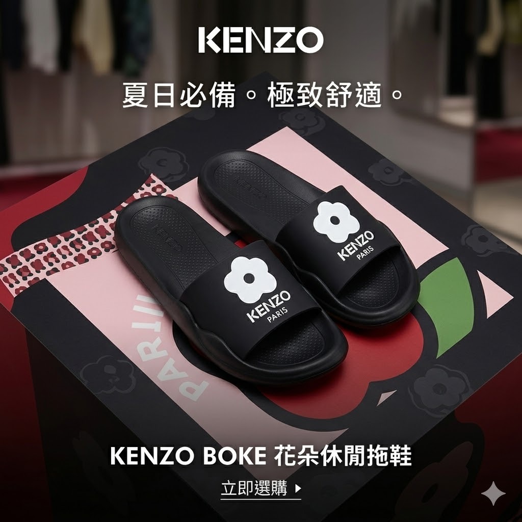 【預購】Kenzo H052850 海棠花拖鞋