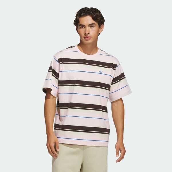 Adidas 愛迪達 Stripe Tee KX1269 男 T恤 運動上衣 休閒短袖 淺粉 亞版 純棉