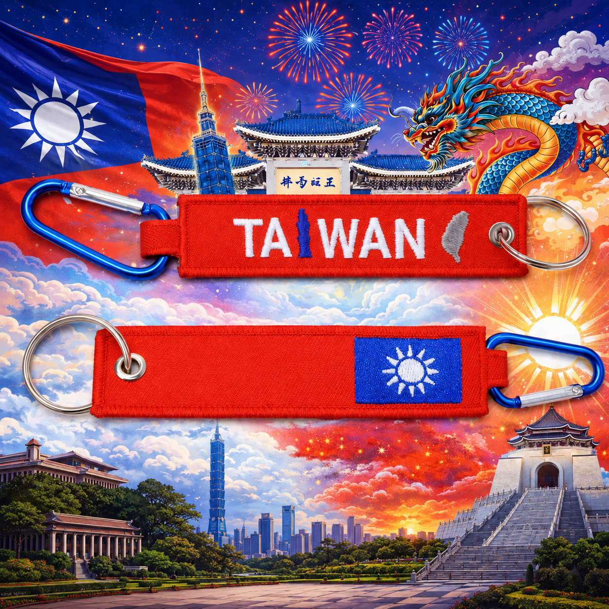 中華民國台灣國旗 飛行前拆除鑰匙圈 雙圈扣