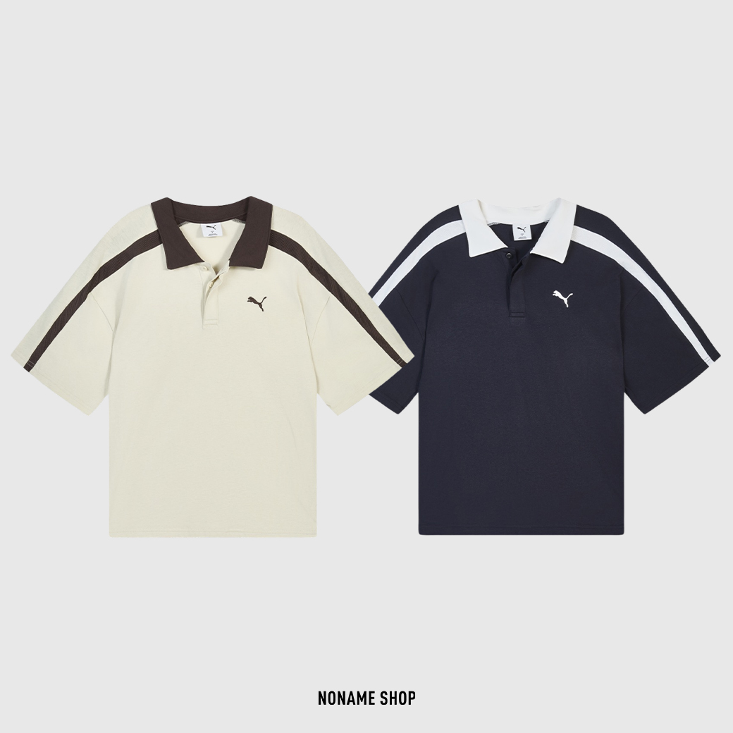 PUMA 張凌赫同款 復古 拼接 純棉 寬鬆 POLO 短袖 兩色 (男款)