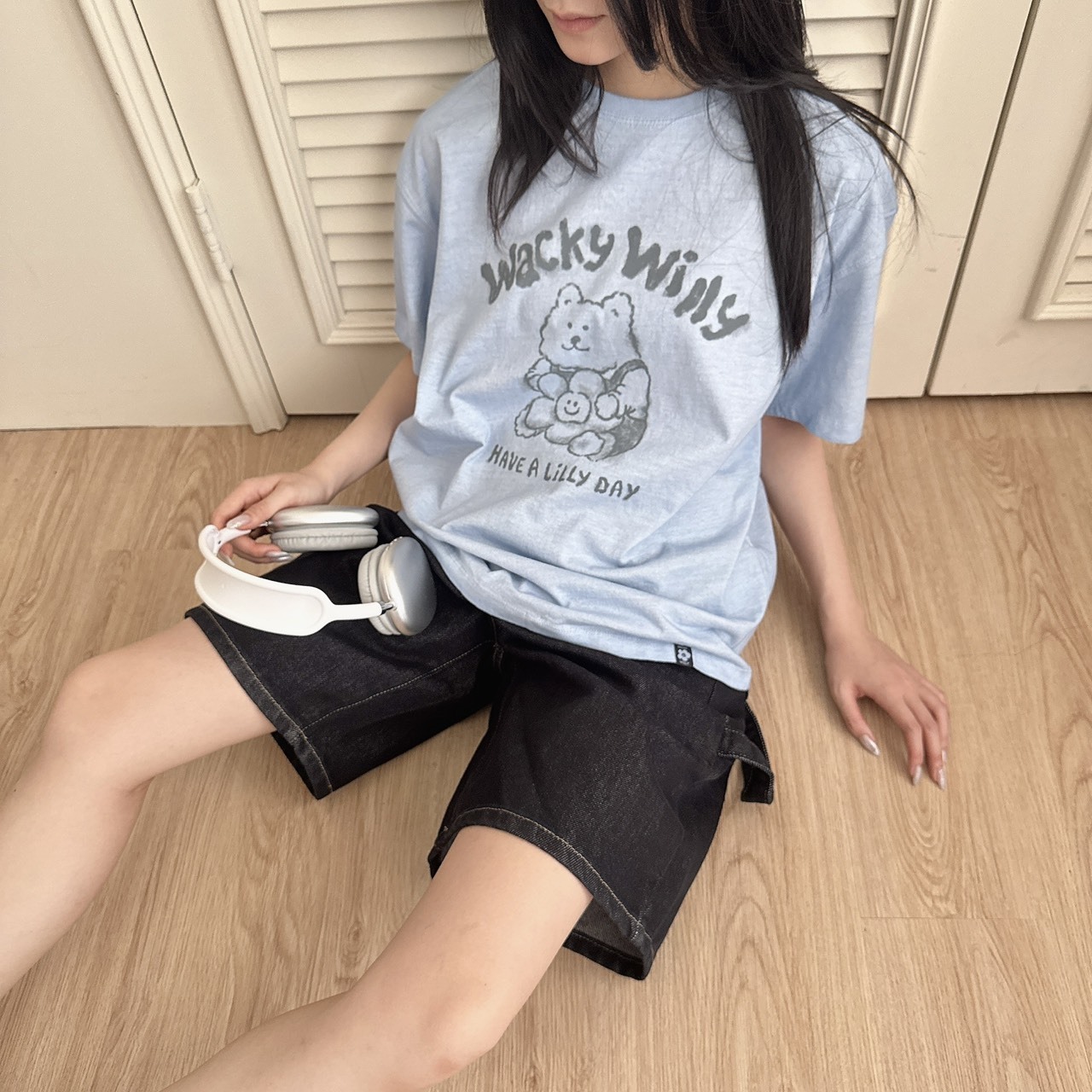 （現貨）韓牌  Wacky willy 水洗 抱抱熊 小花款 短T WA2602ST70
