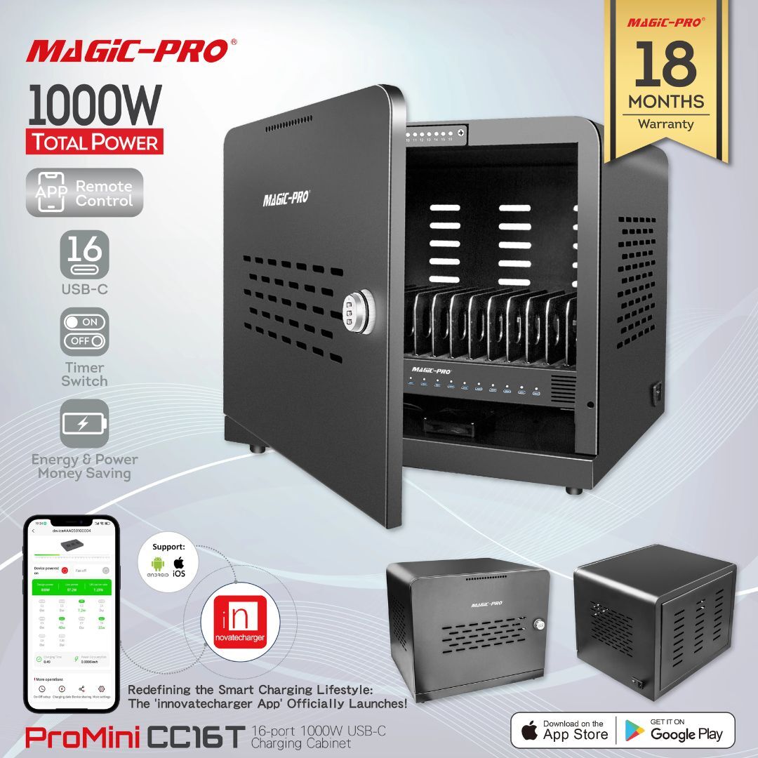ProMini CC16T 1000W 16 Port (USB-C) App Control Charging Cabinet