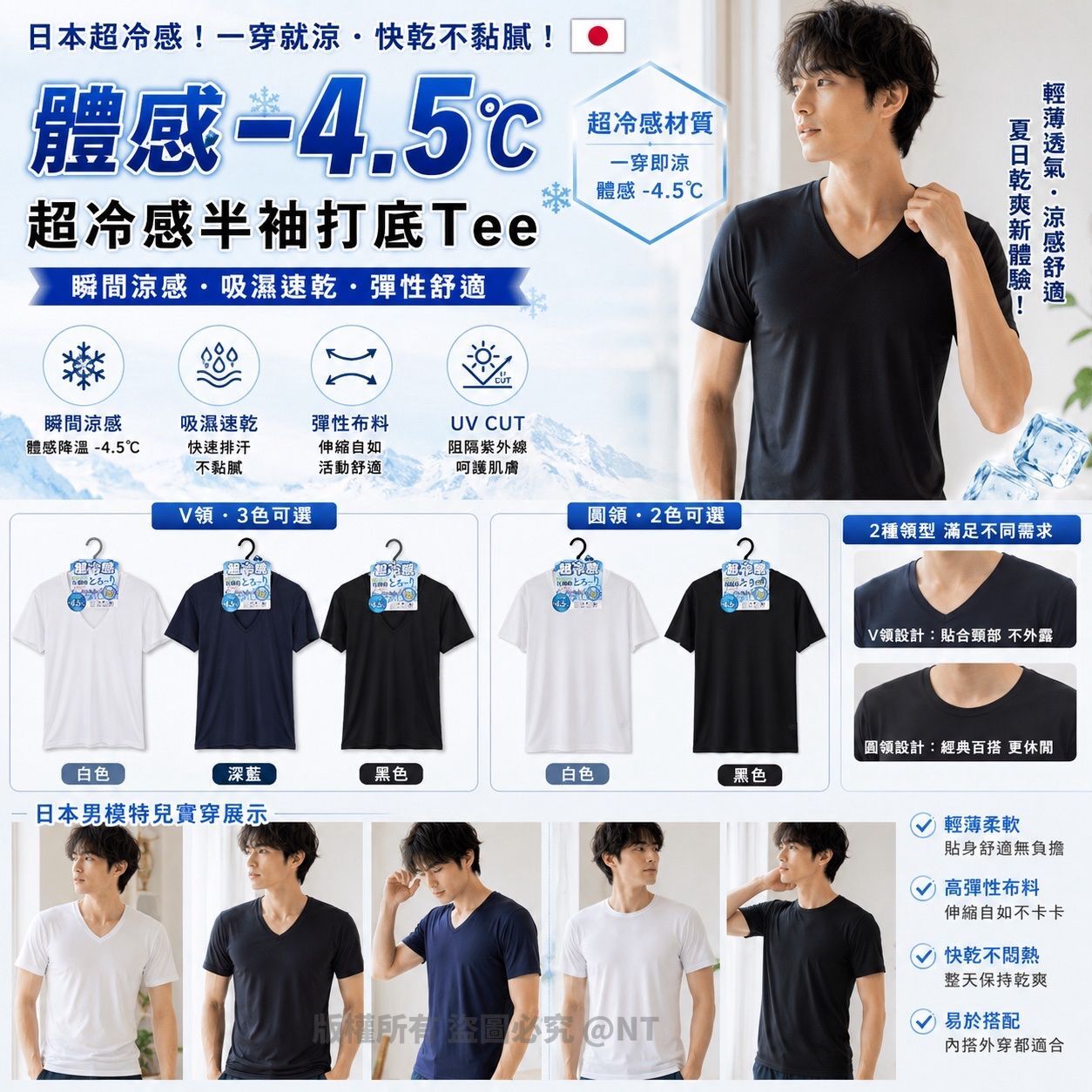 U21816 日本「超冷感」半袖打底 Tee