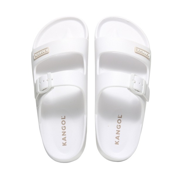【KANGOL】女款厚底勃肯拖鞋｜防滑防水 舒適好穿-卡其色／白色65221621