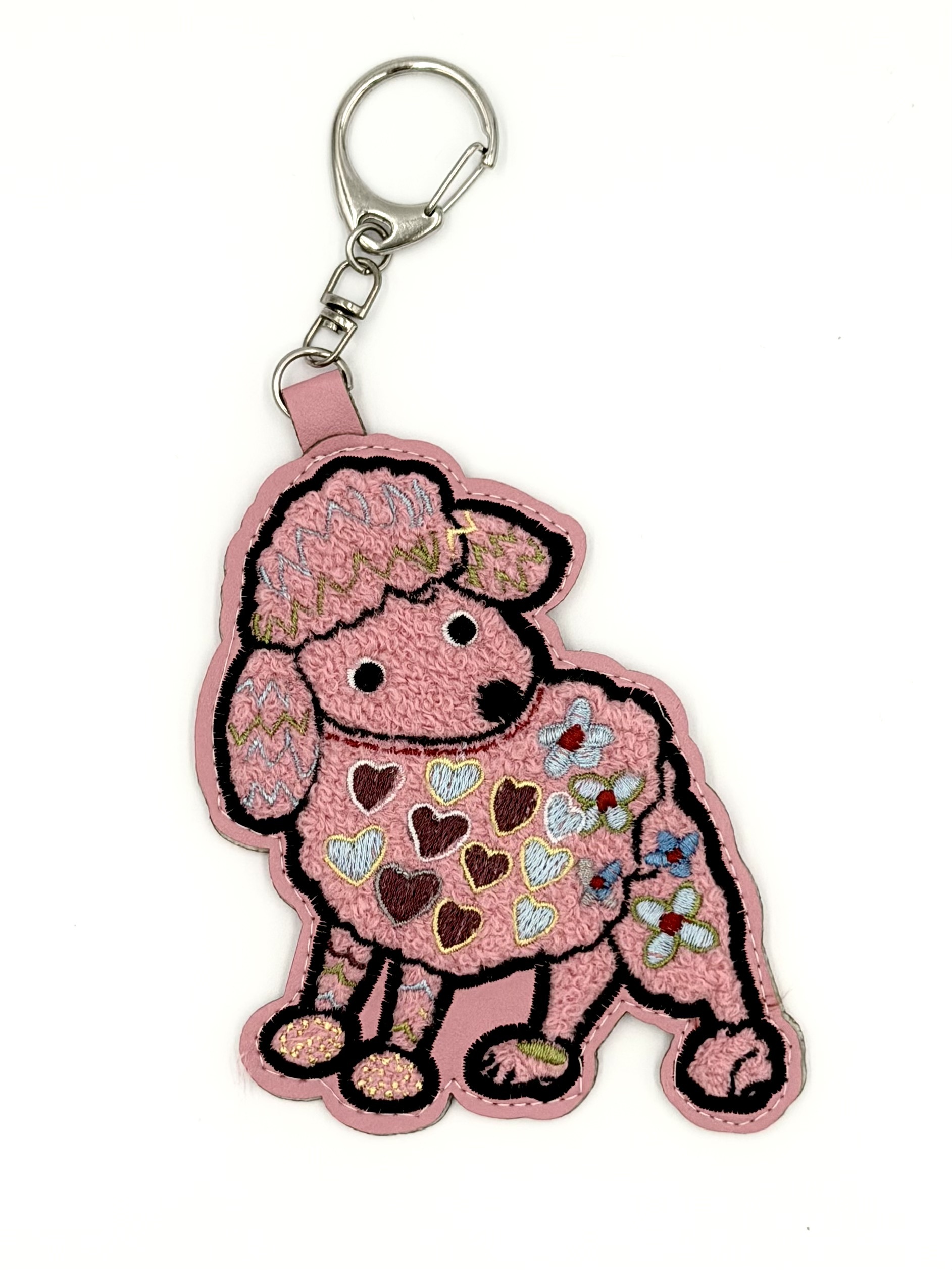 心花小狗刺繡匙扣