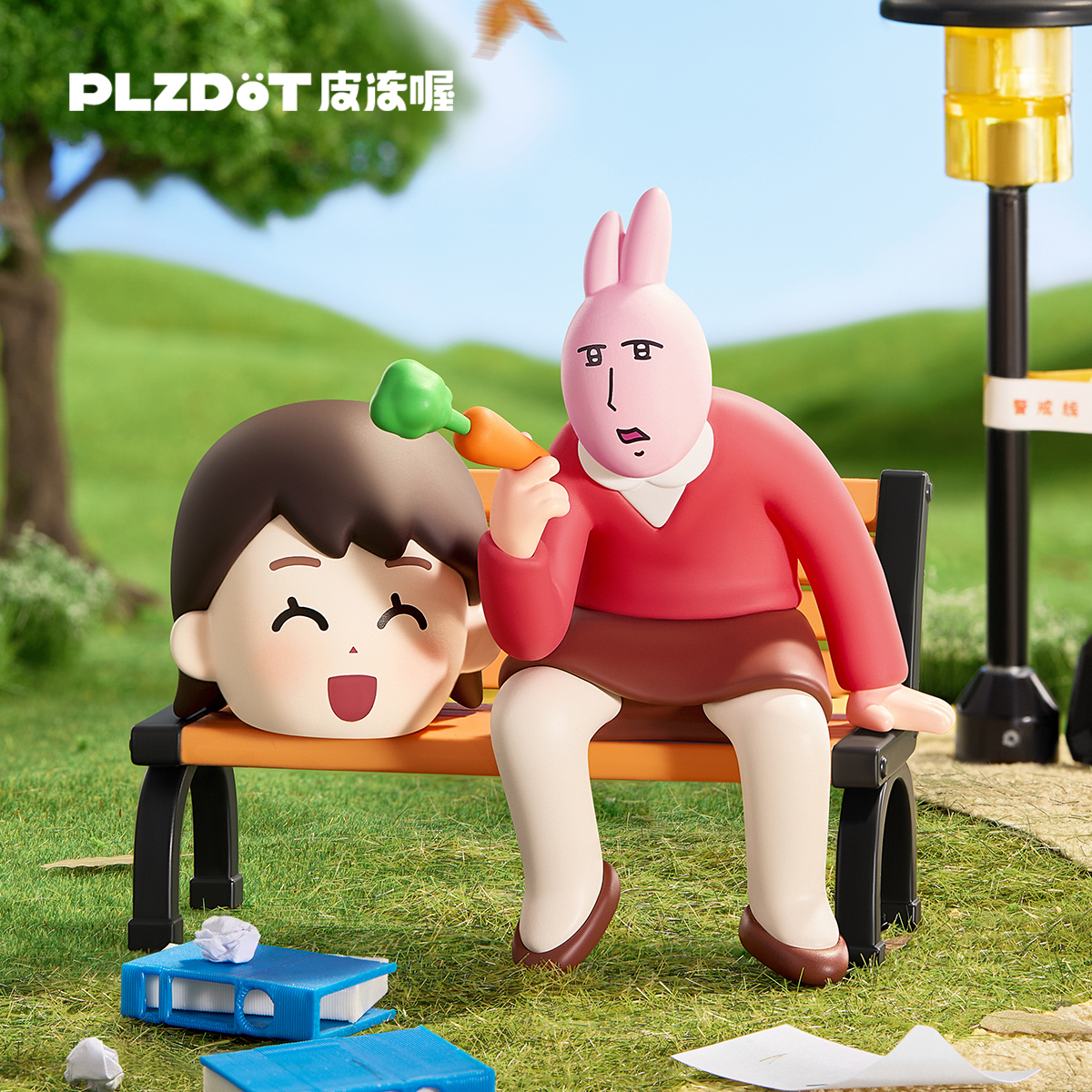 "插畫小人X粉紅兔子合體吧！“系列盲盒公仔[單盒]