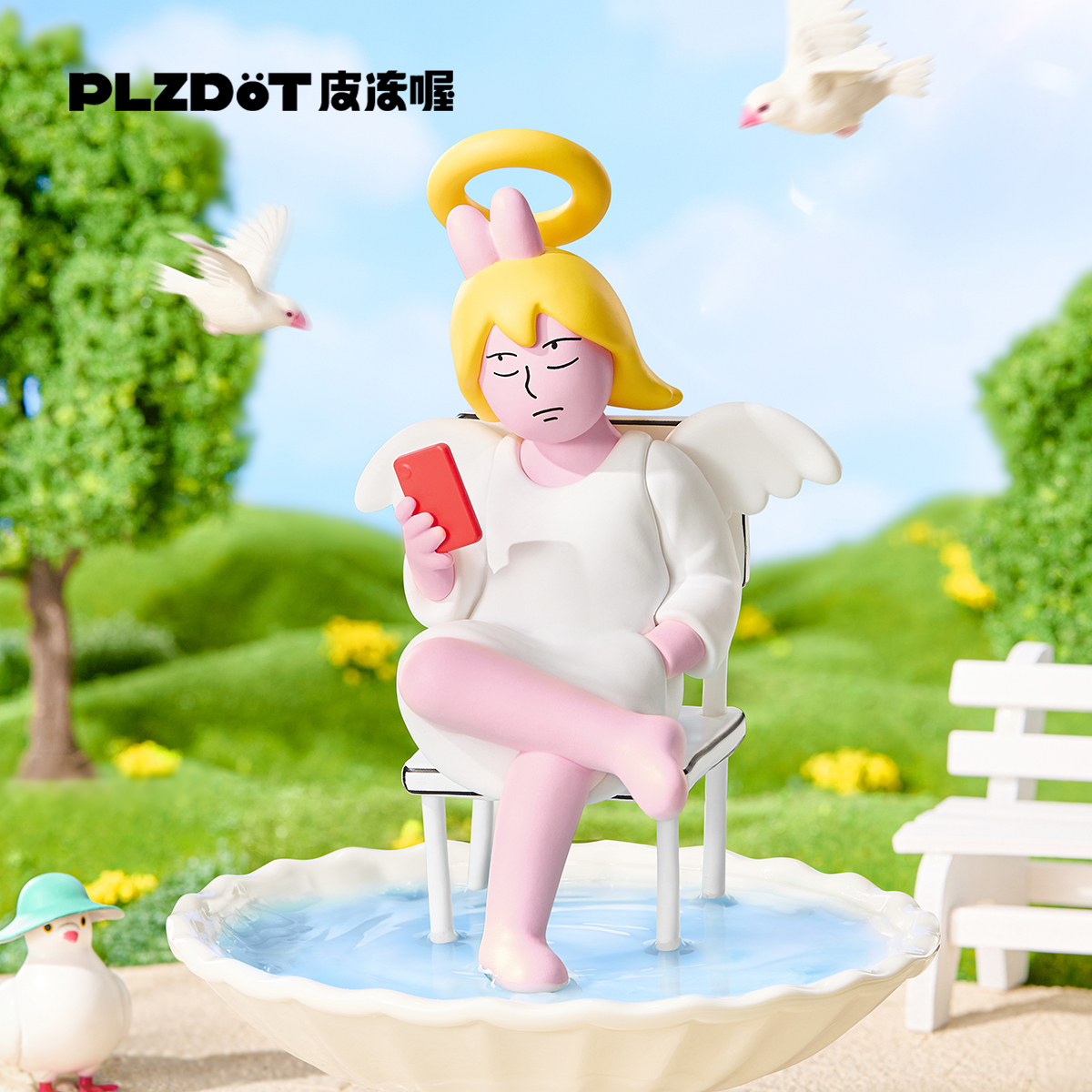 "插畫小人X粉紅兔子合體吧！“系列盲盒公仔[6入/中盒]