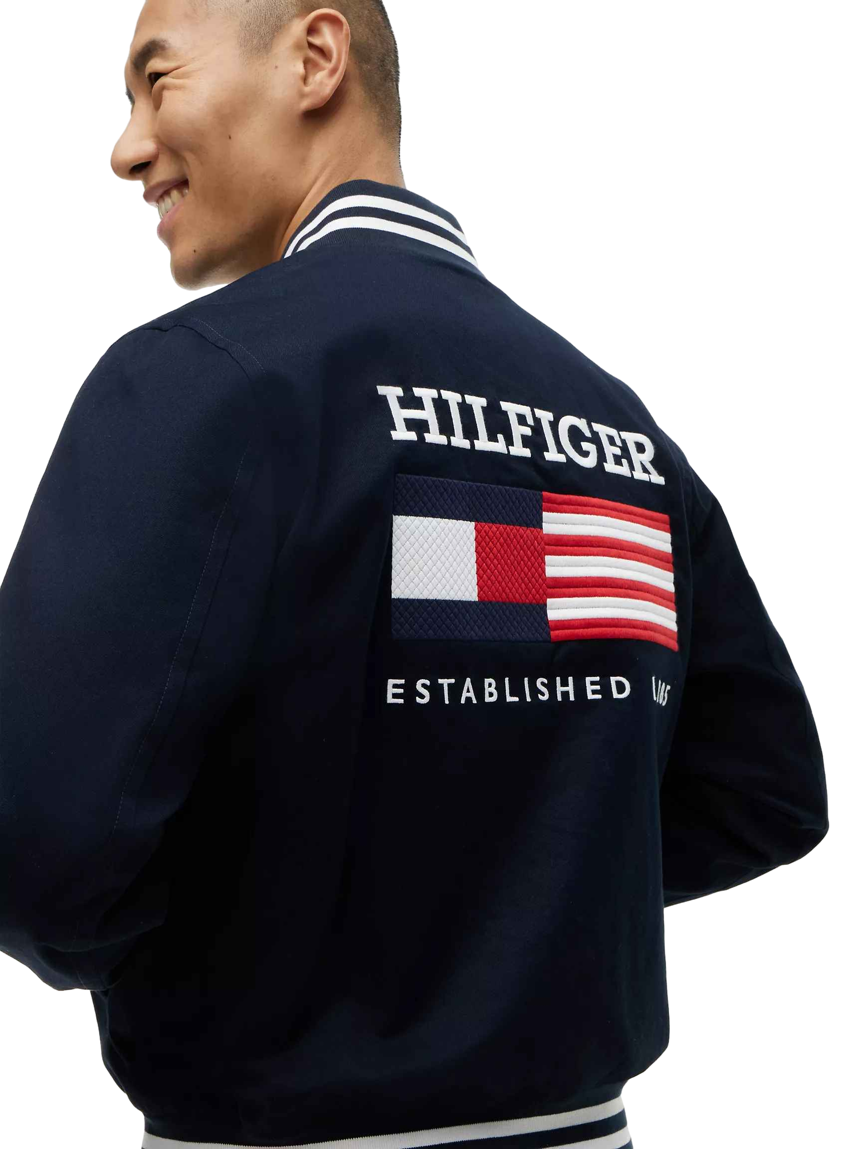 【Tommy Hilfiger USA】Water-Repellent Flag Logo Varsity Jacket XM07566  藍