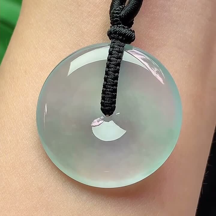 翡翠冰種熒光平安扣 (30.3mm直徑),天然翡翠A玉, 緬甸玉, Jade, Jadeite
