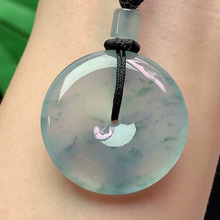 翡翠冰種飄花平安扣 (30mm直徑),天然翡翠A玉, 緬甸玉, Jade, Jadeite
