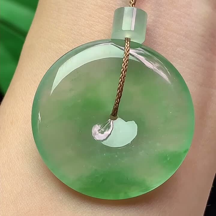 翡翠冰種晴綠平安扣 (33.5mm直徑),天然翡翠A玉, 緬甸玉, Jade, Jadeite