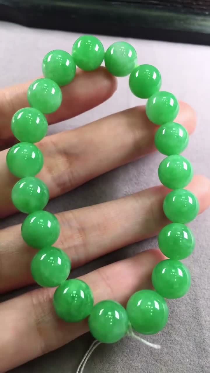 翡翠滿色手串 (10mm直徑),天然翡翠A玉, 緬甸玉, Jade, Jadeite