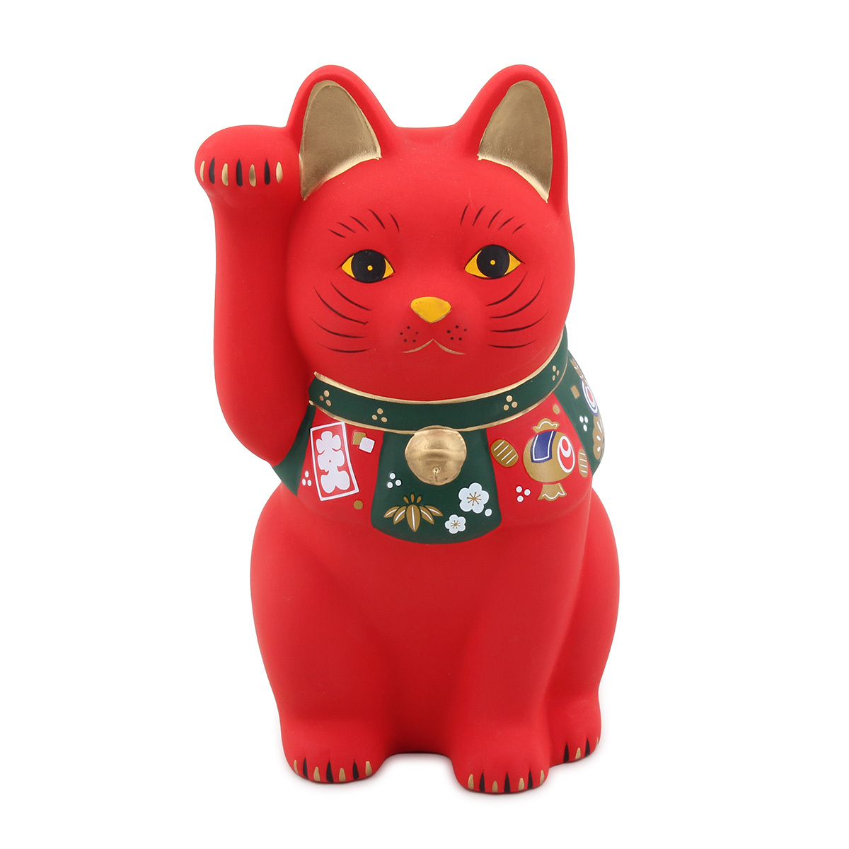 日本 薬師窯 H16cm 陶瓷招財貓 (紅色) -Y-3135