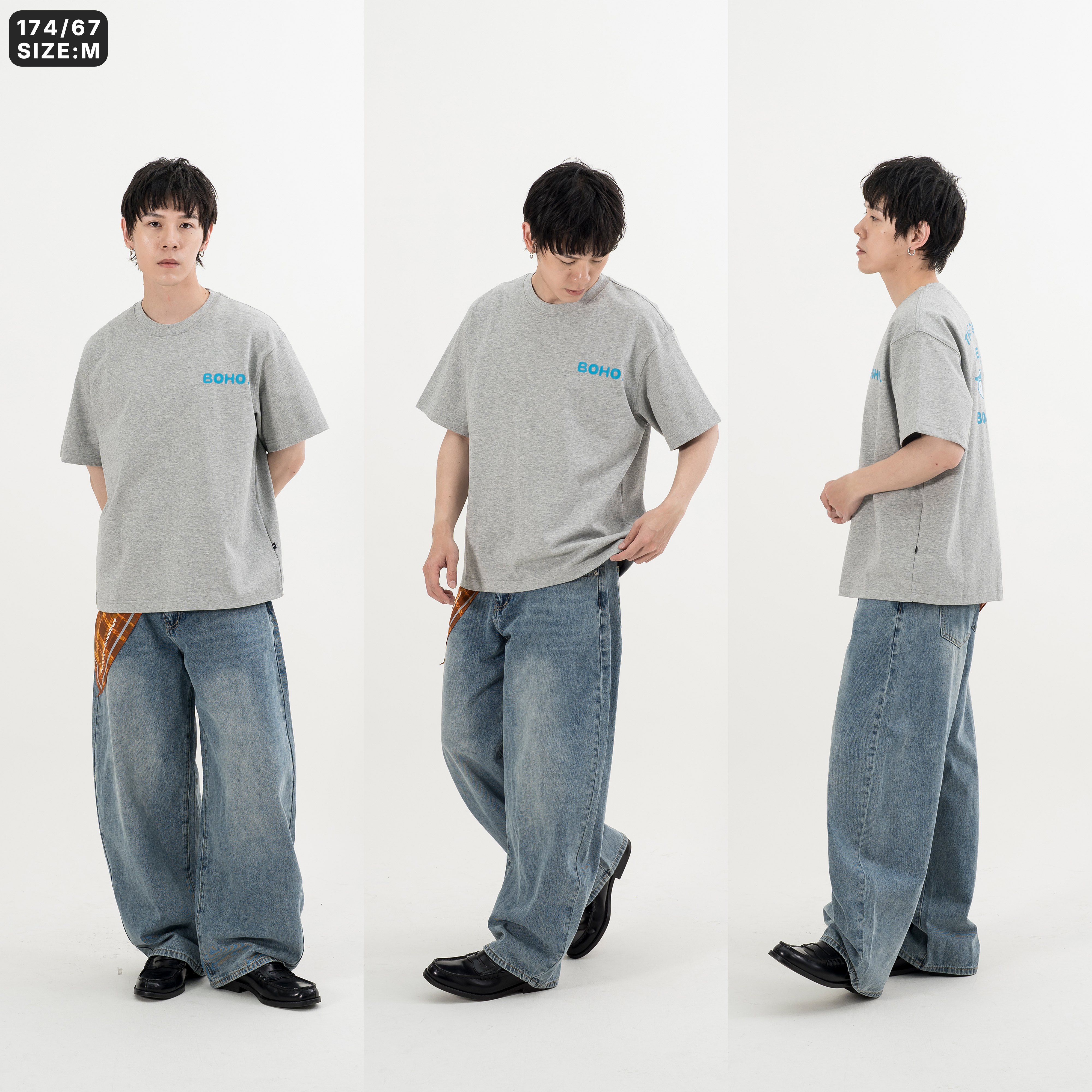 Curved Washed Jeans 水洗刷色 彎刀 牛仔褲 [B-2503-6]