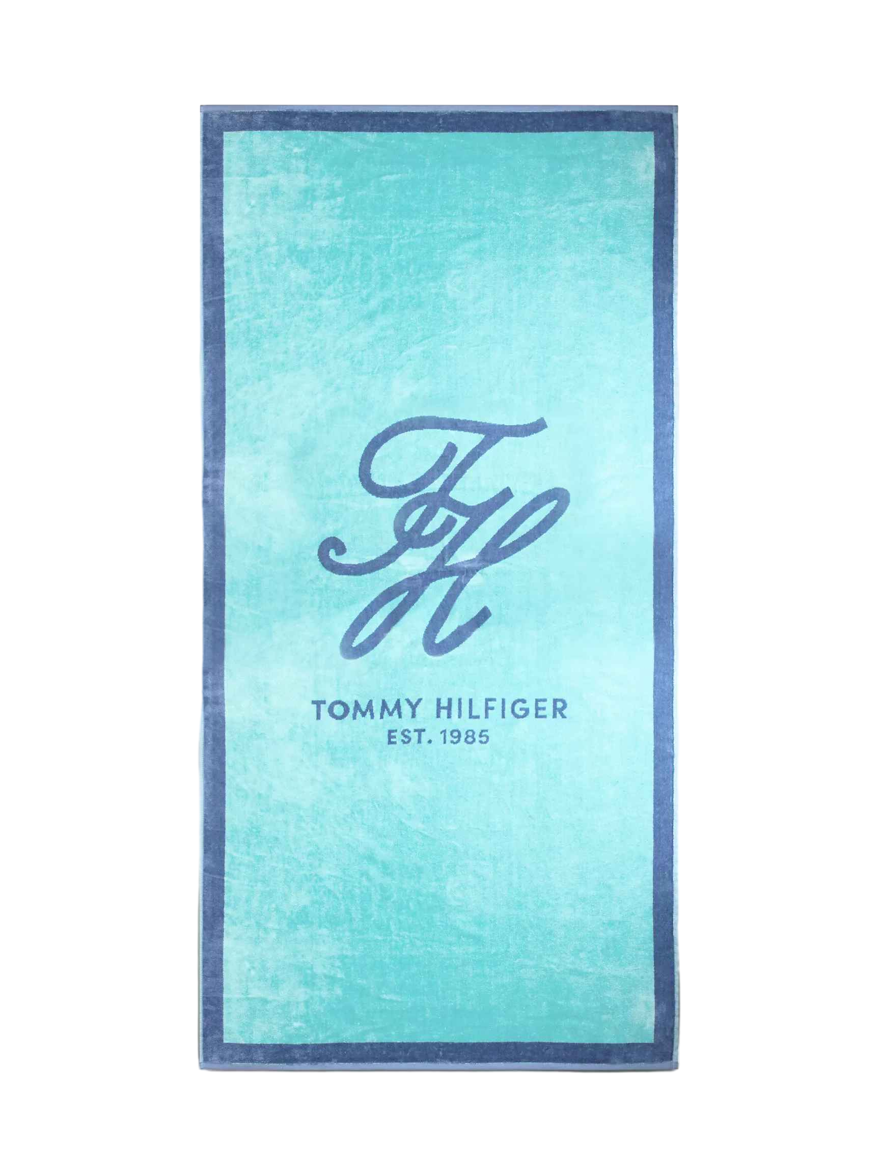 【Tommy Hilfiger USA】100% 棉 Colorblock Monogram Beach Towel TX004171-442  藍