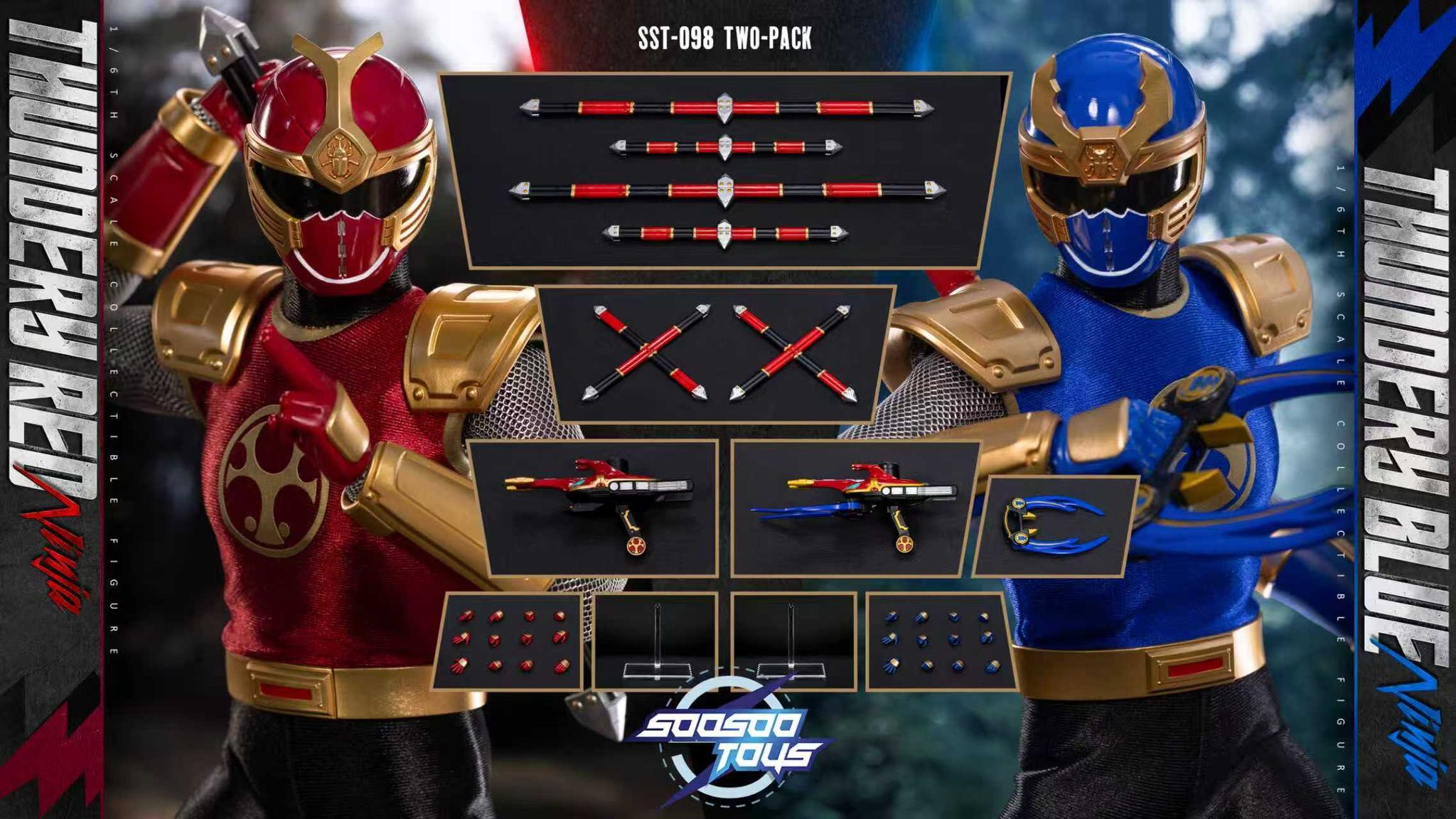 (預訂) Soosootoys SST098AB 1/6 Thundery Red & Blue Ninja set