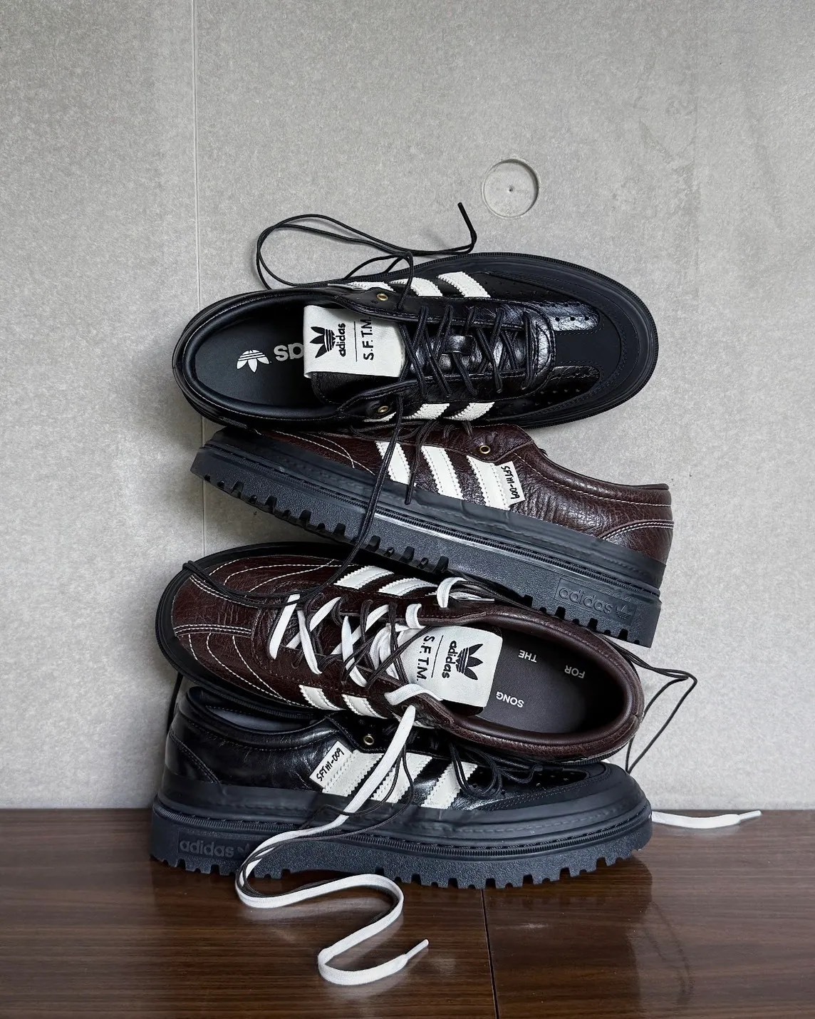 ADIDAS ORIGINALS X SFTM SAMBA LX FREIZEIT 聯名 牛皮 德訓鞋 黑色 咖啡棕 聯名頂奢版SAMBA