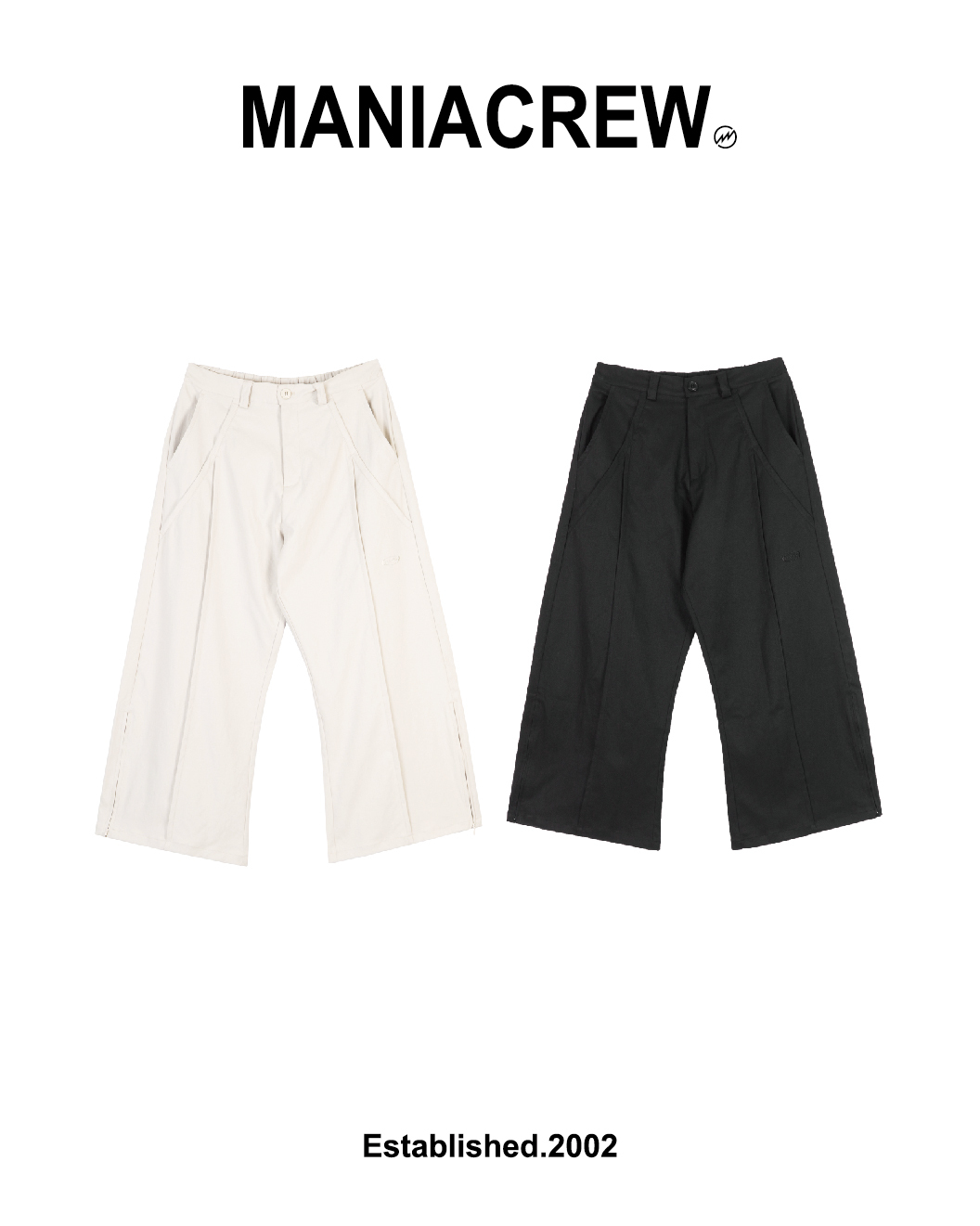 MANIA 側拉鍊微彎刀寬褲｜Side Zip Hem Wide Pants（26SS）