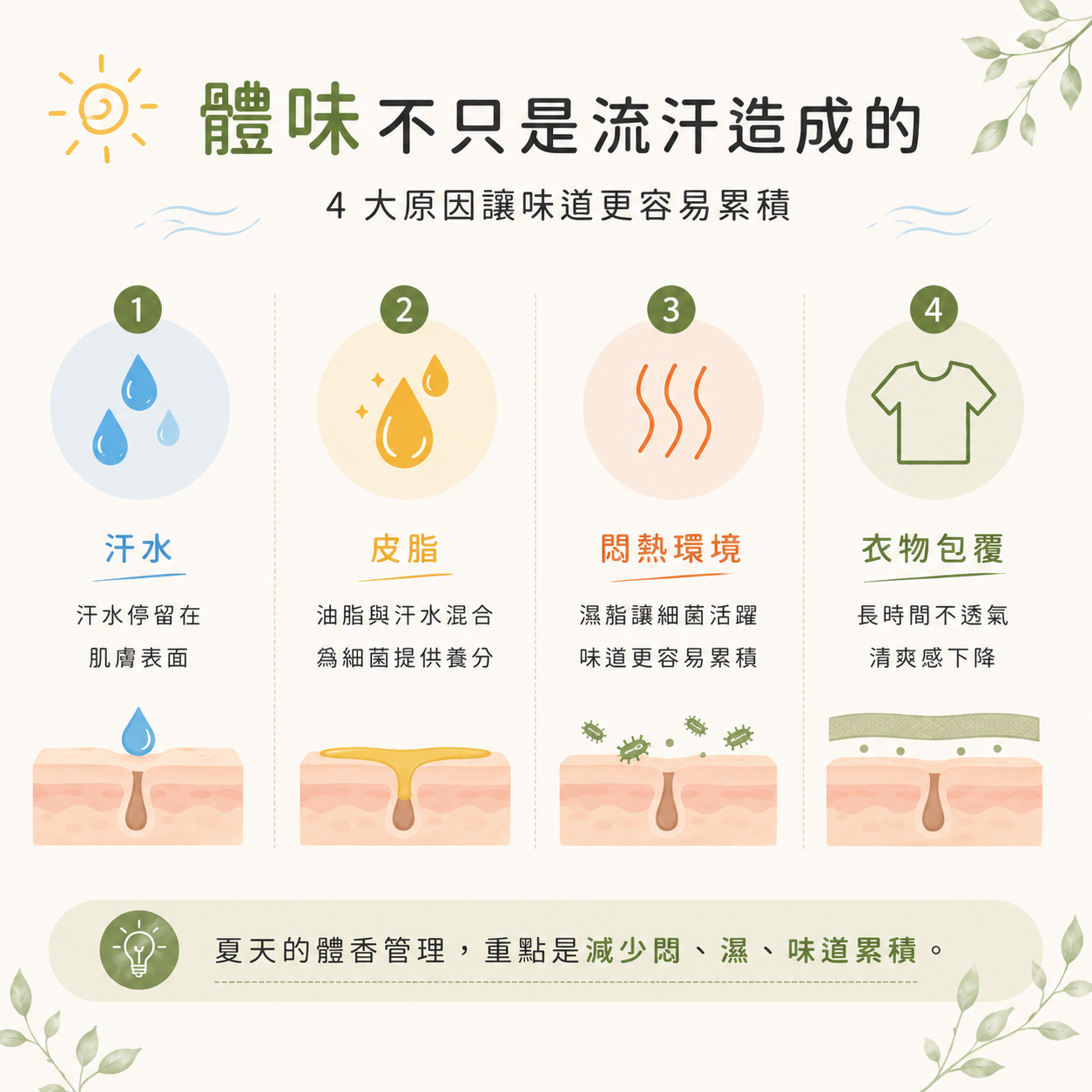 體味不只是流汗造成的 解析氣味形成原因與體香管理方式|Moonlight 莯光