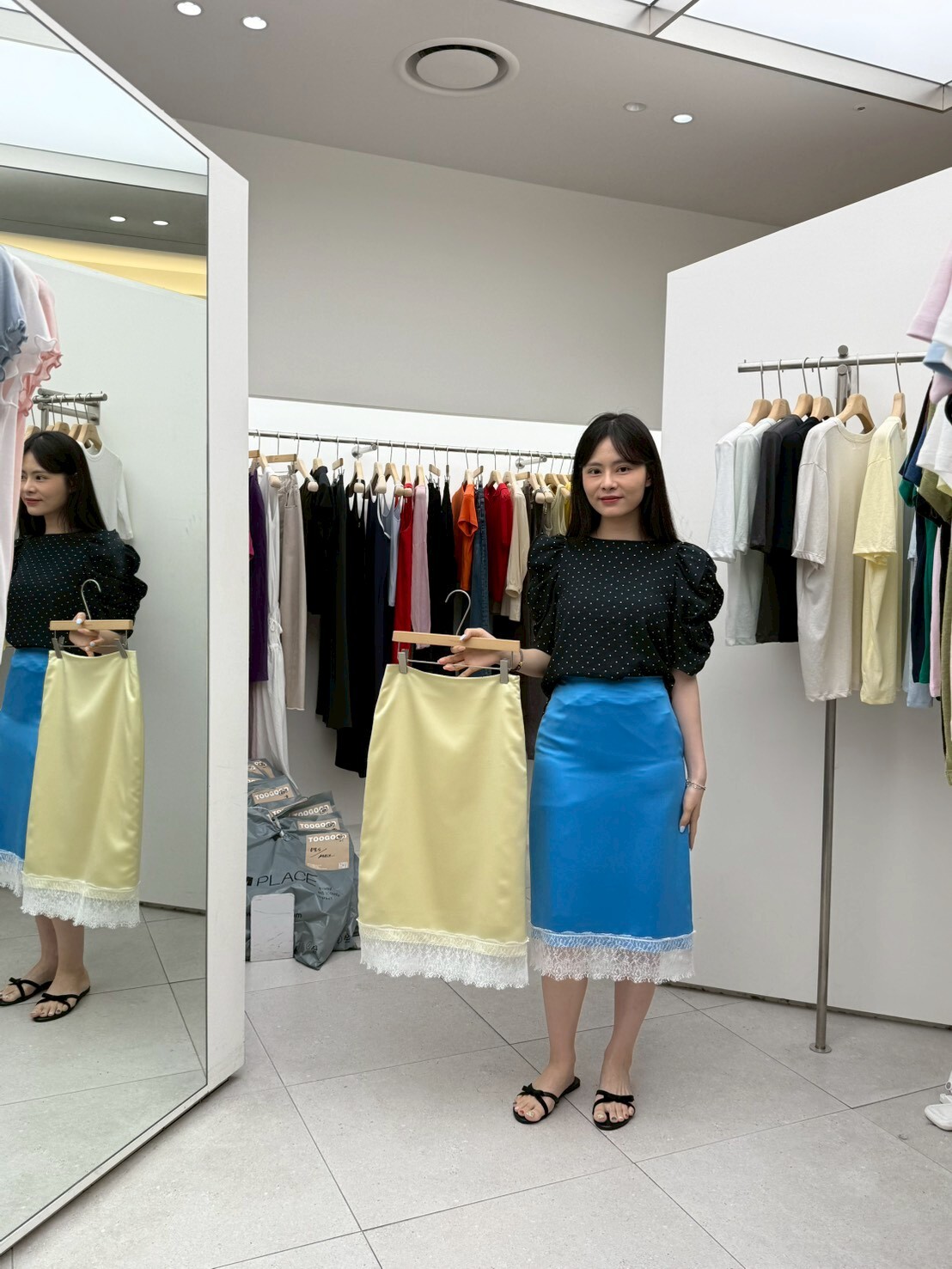TG6180 大蕾絲邊緞面半裙