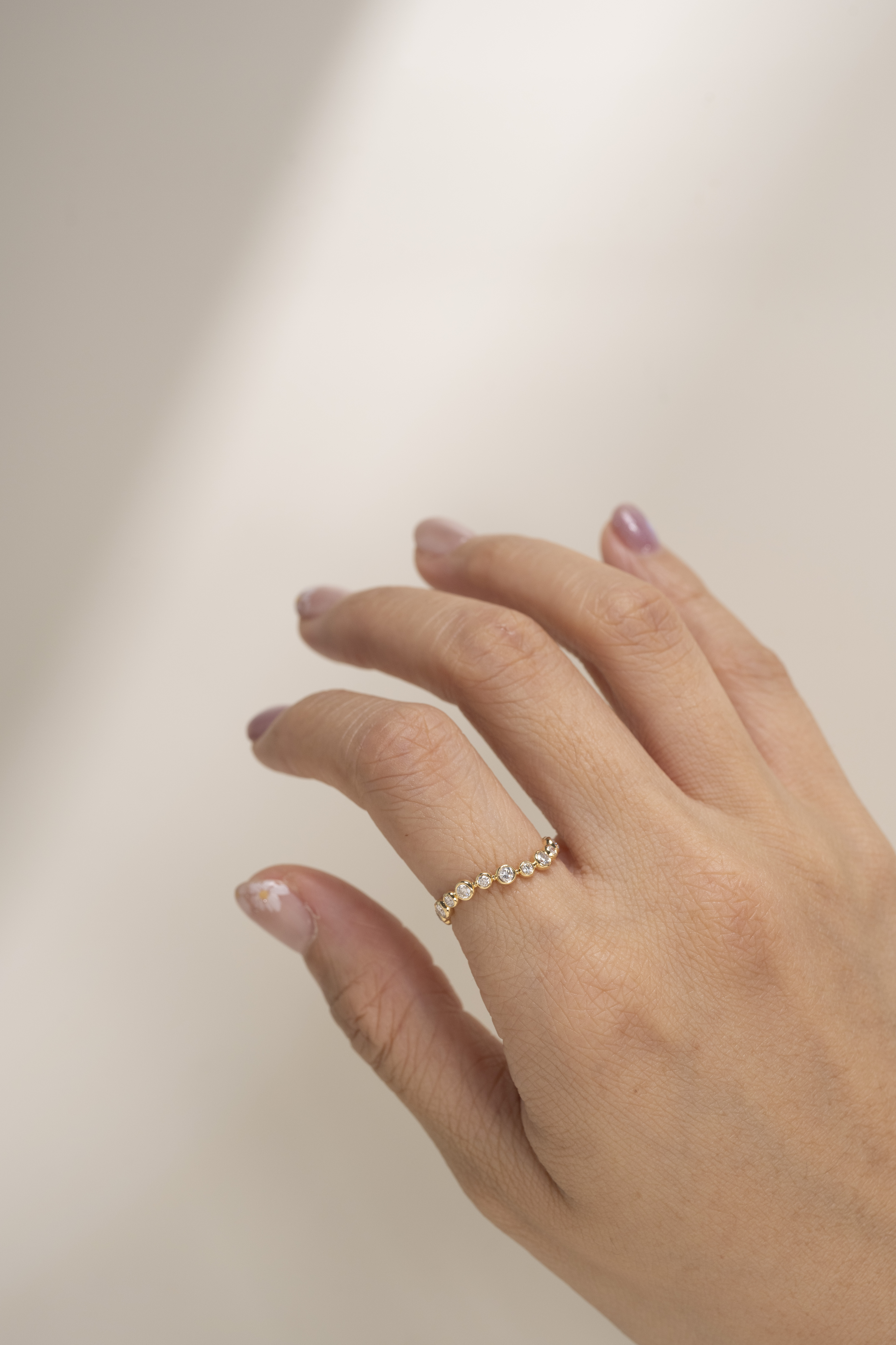 18K Curve Bubble Diamond Ring