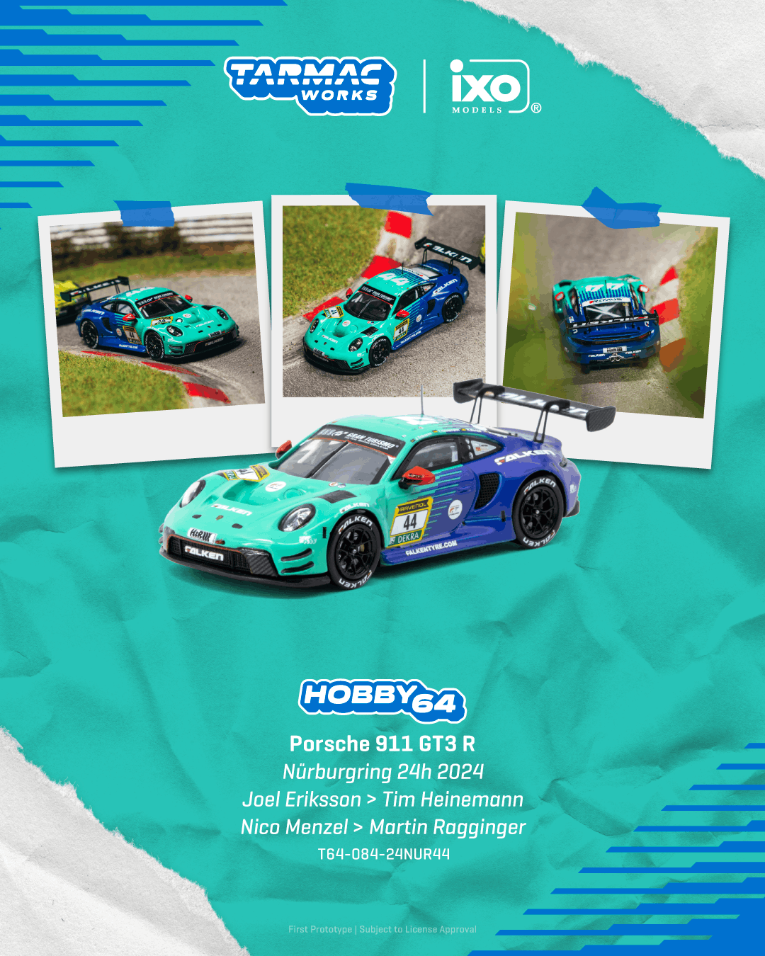 PO-$152 * TARMAC * 1:64 Porsche 911 GT3 R Nürburgring 24h 2024 Joel Eriksson / Tim Heinemann / Nico Menzel / Martin Ragginger