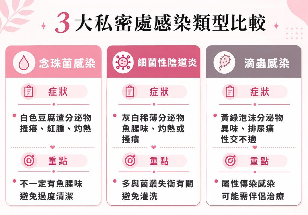 3 大私密處感染類型比較