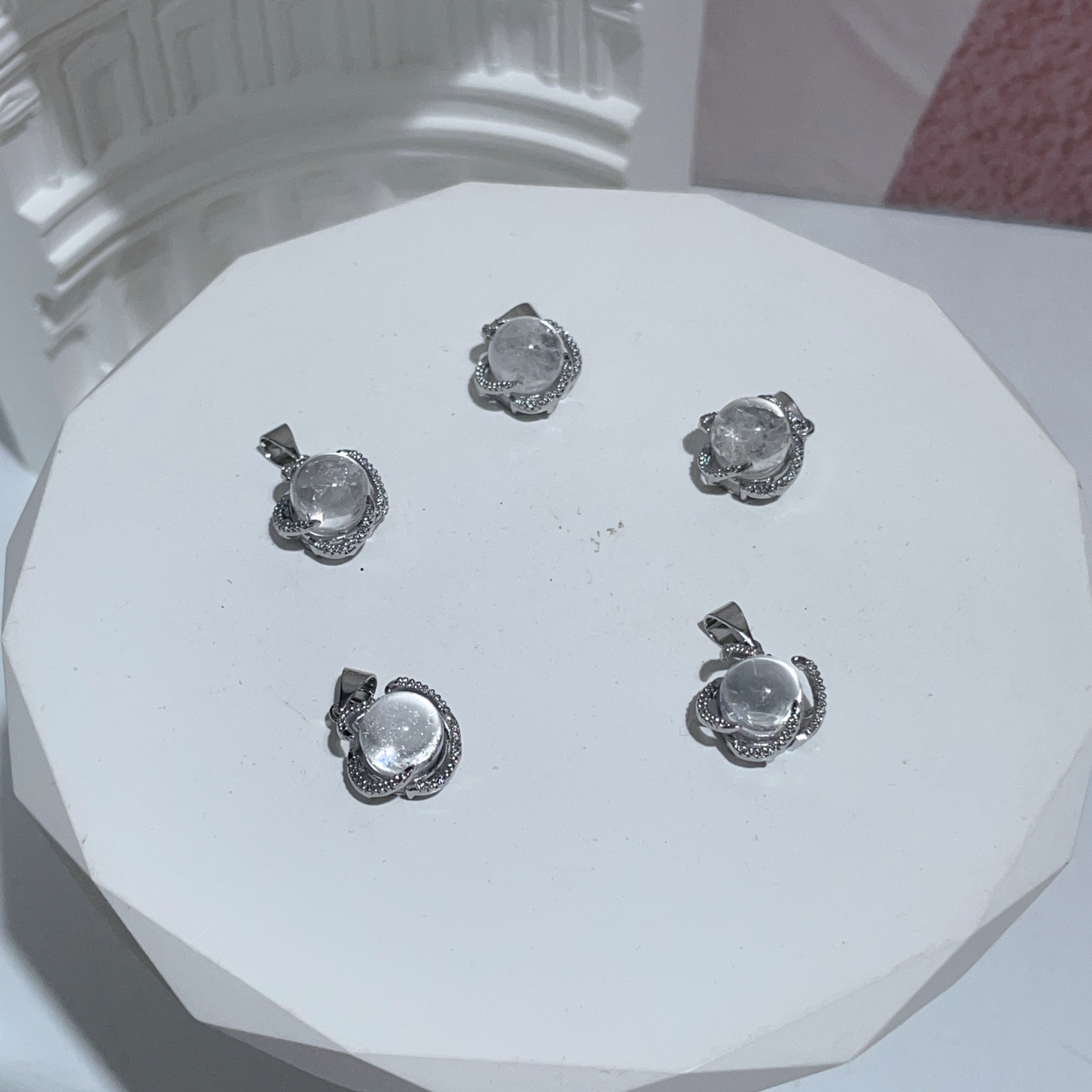 白水晶花花吊墜