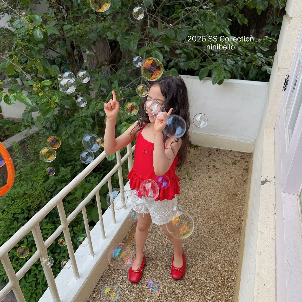 正韓夏NINIBELLO 三色鏤空愛心花邊背心