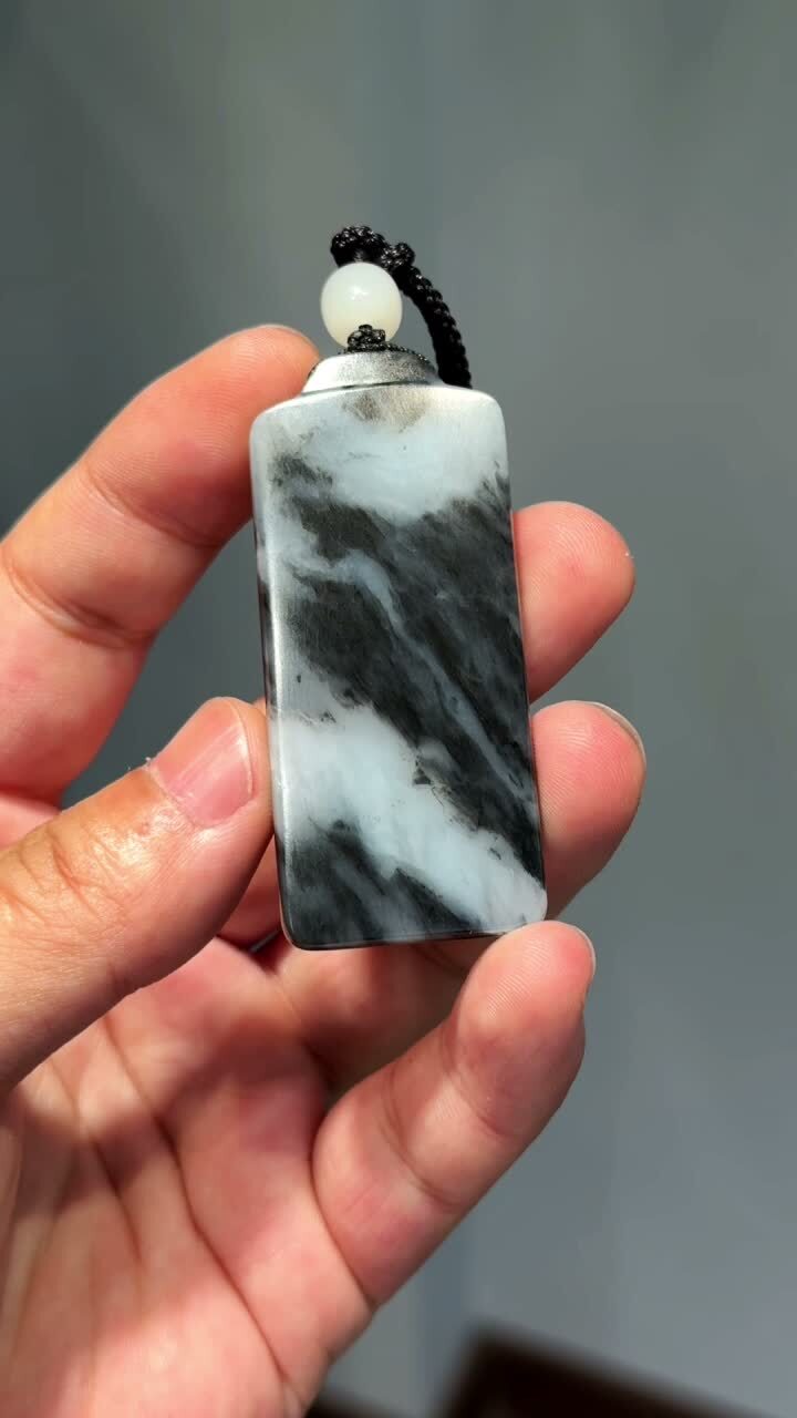 和田玉山水畫平安牌,天然和田玉軟玉