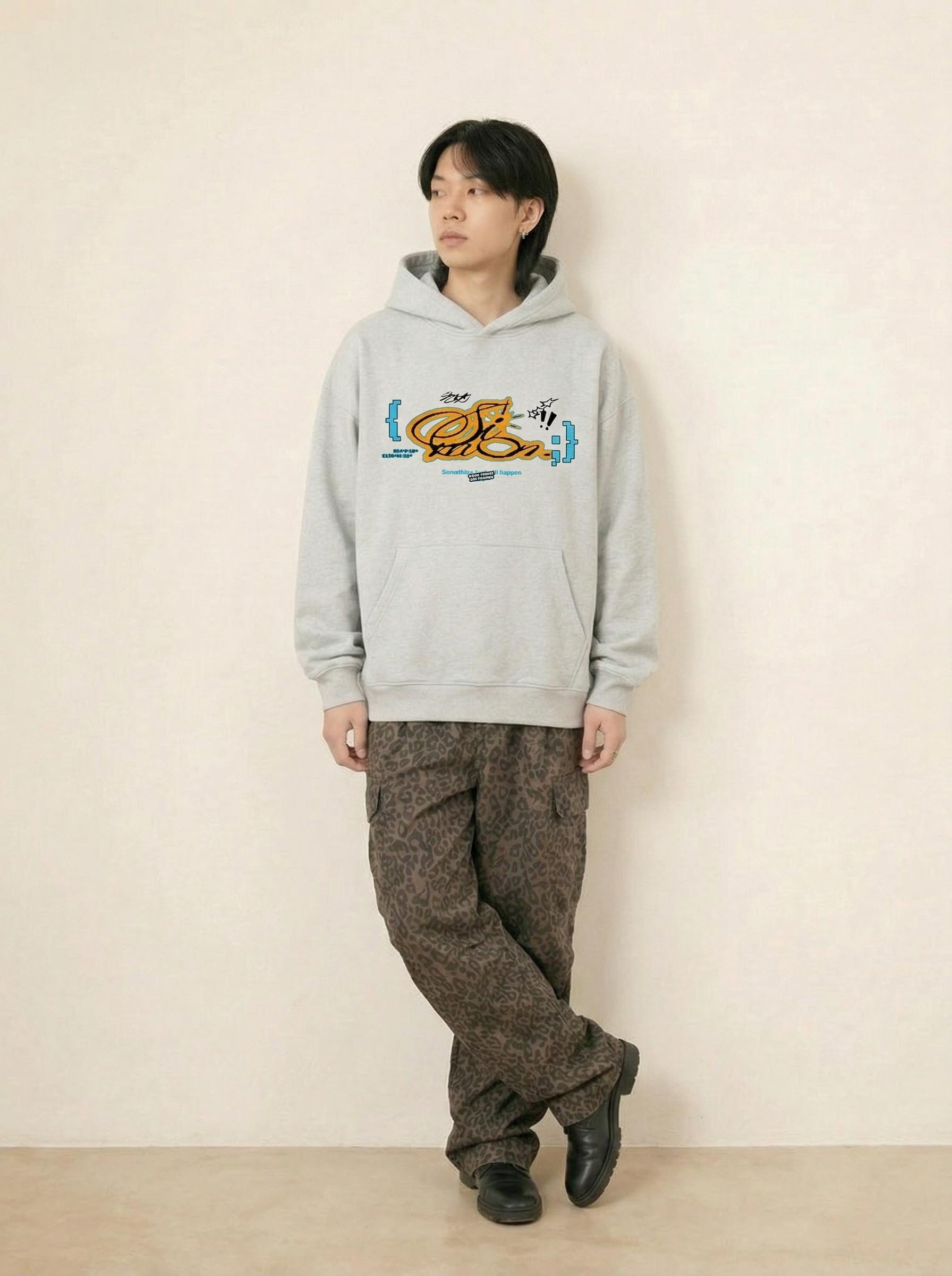 SIMON MADE Y2K 草寫字體 連帽 長袖 上衣 帽TEE 男生上衣 秋冬男裝