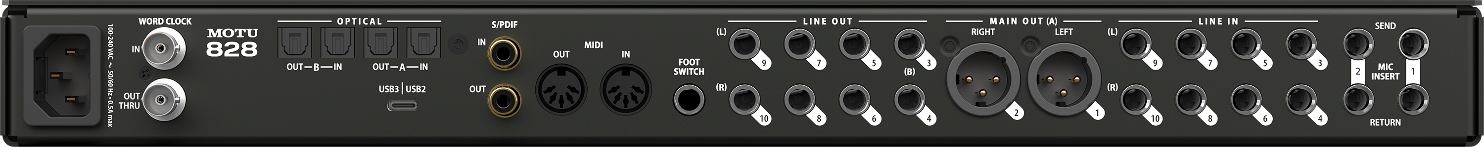 Motu 828 28 x 32 USB3 audio interface for Mac, Windows and iOS with mixing and effects