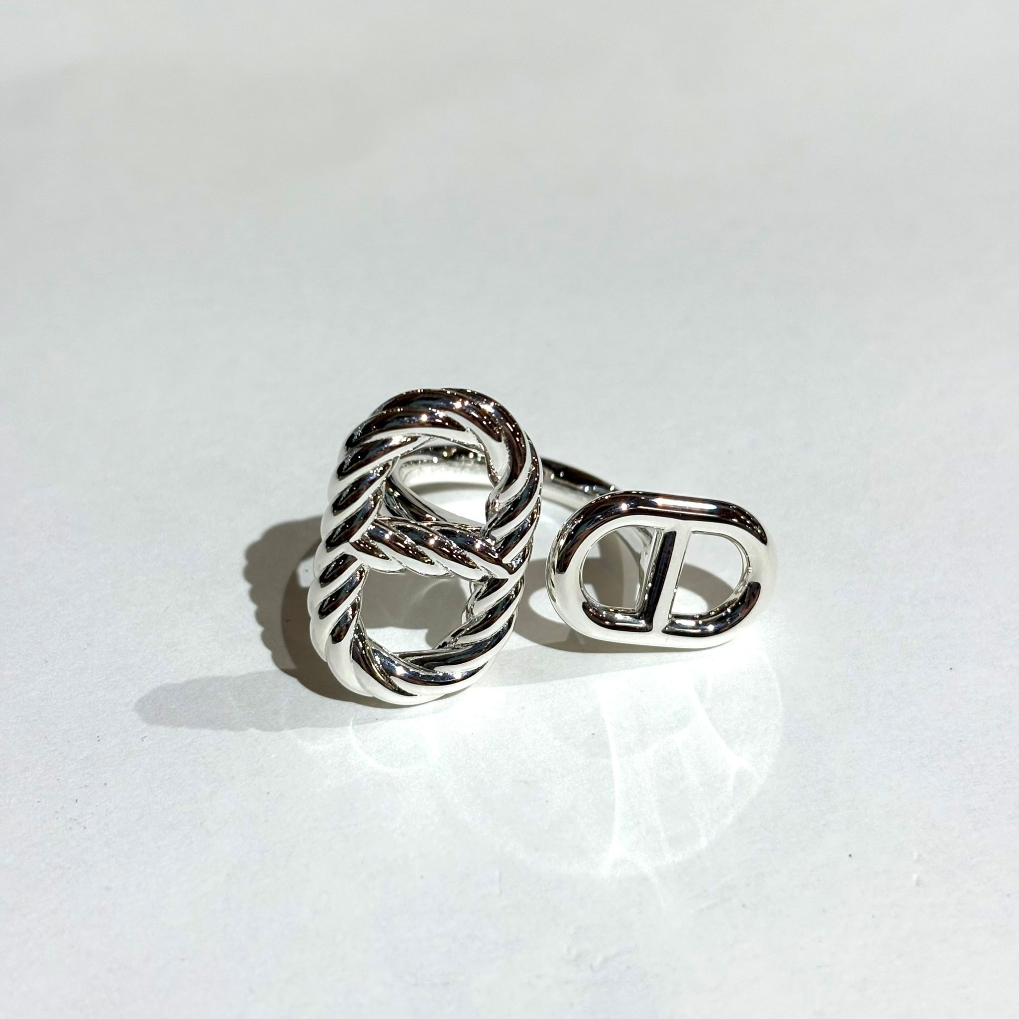 全新HERMES 豬鼻戒指 53碼 925純銀 H126635B, Chaine d'ancre Alea II twisted ring, medium/small model #BRAND NEW #香榭站正品