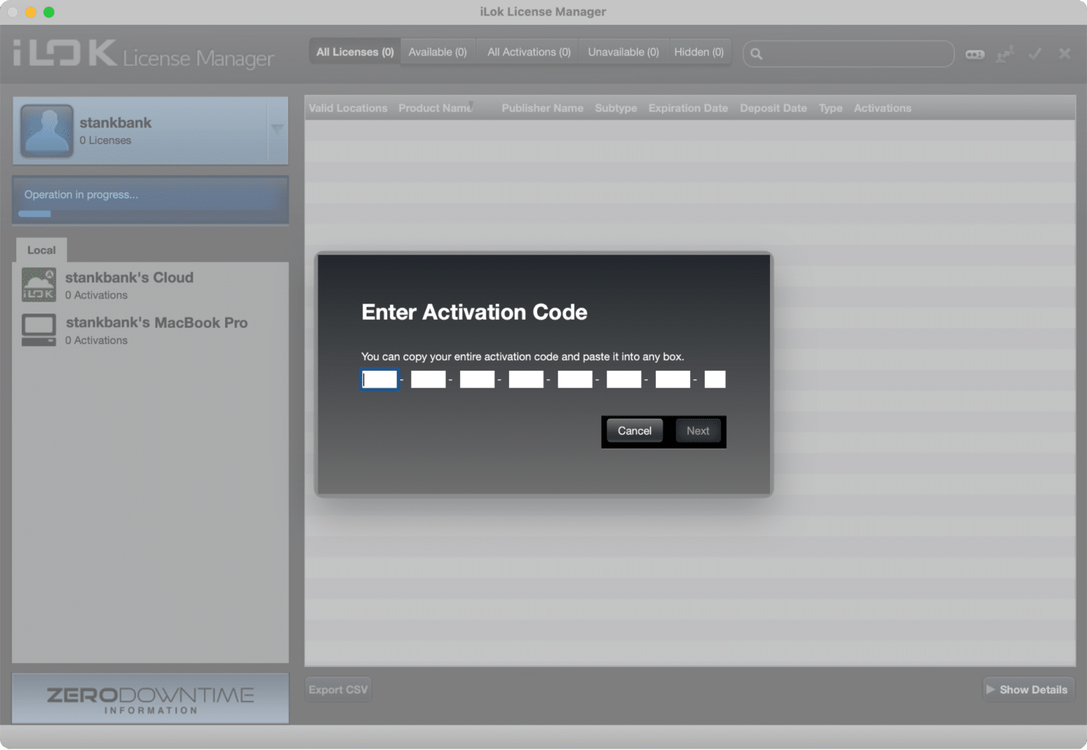 輸入iLok Activation Code