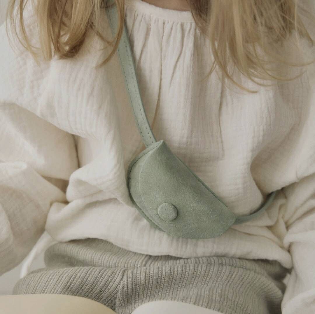 ecrin 麂皮兩用零錢包 suede coin bag - sage （義大利皮革）鼠尾草