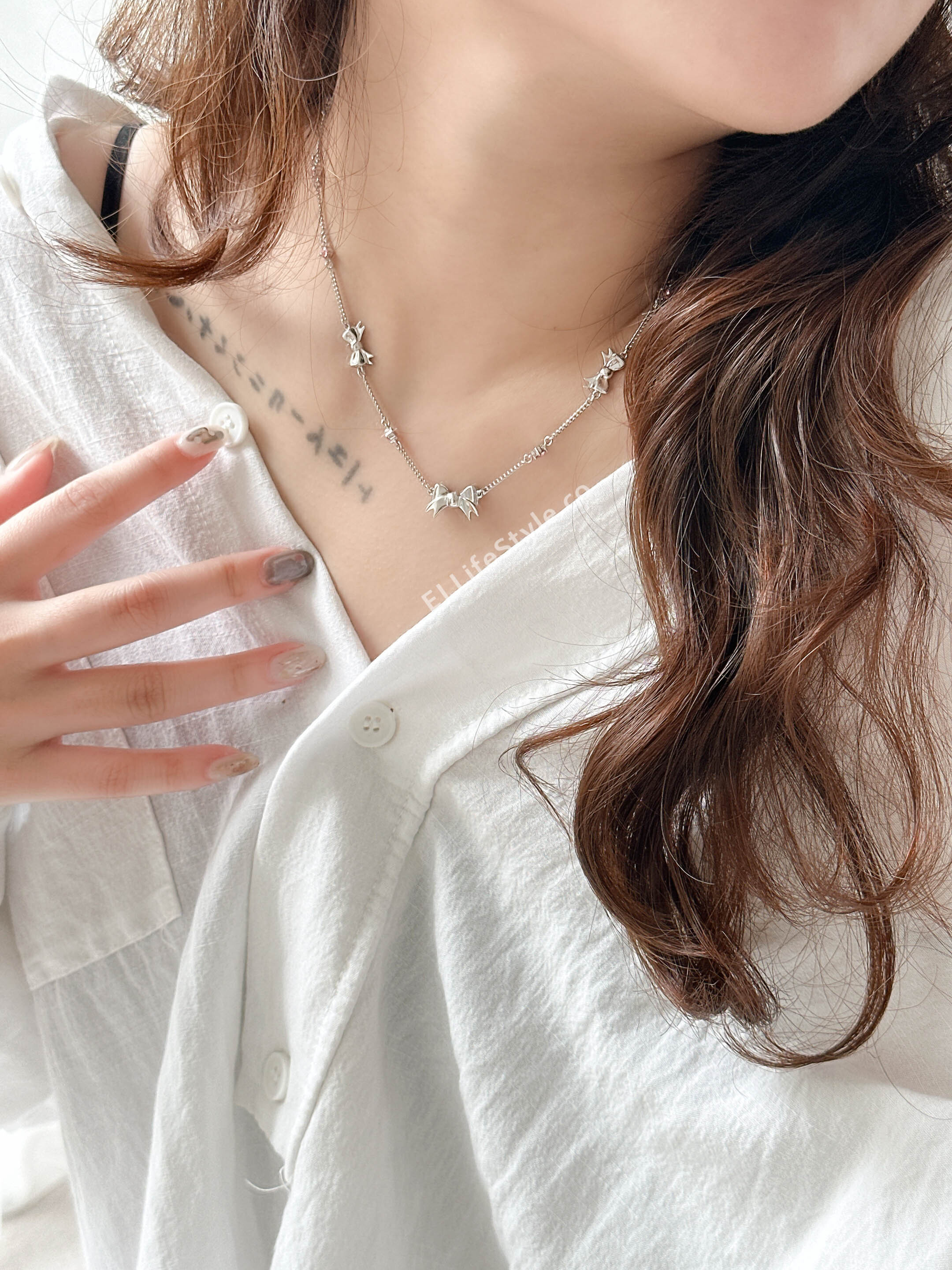 Charles & Keith 小CK Paige 蝴蝶結項鍊 項鍊 粉色 銀色 / 預購