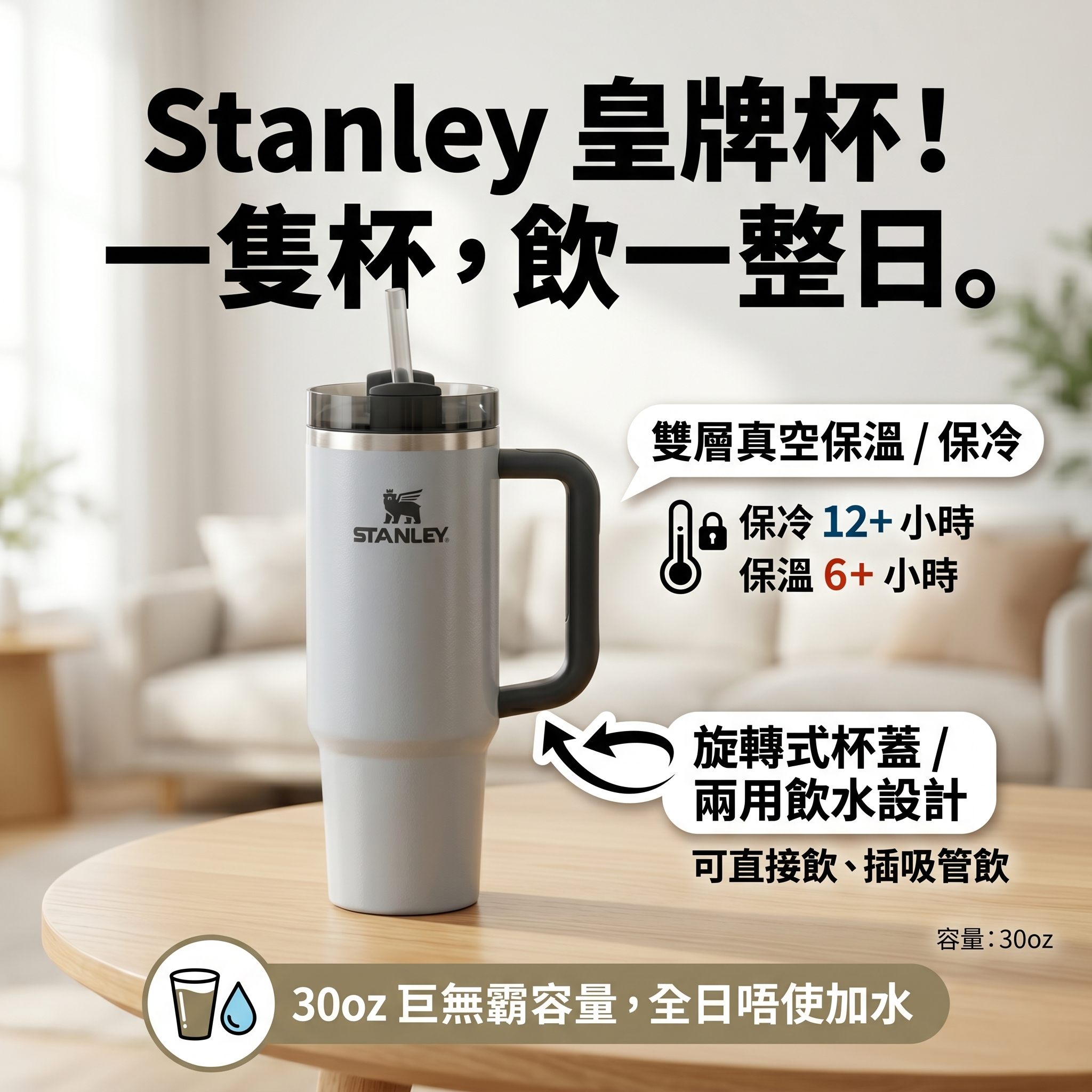 【預購】STANLEY H052948 30oz 吸管隨行保溫杯