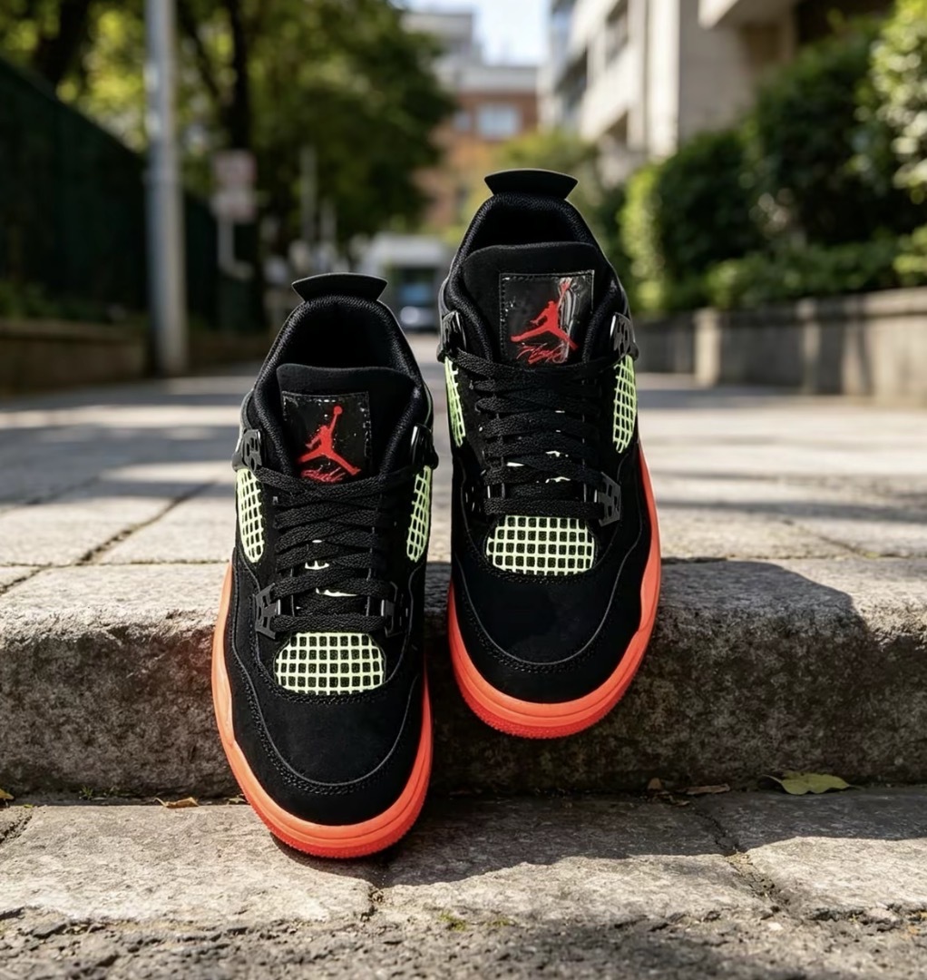 大童鞋 女鞋 NIKE AIR JORDAN 4 RETRO GS 'Black/Infrared 23' 黑橘 拼接 復古 運動 籃球鞋【II1271-001】AJ4