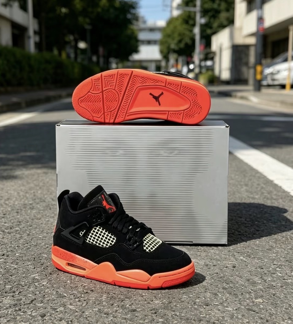 大童鞋 女鞋 NIKE AIR JORDAN 4 RETRO GS 'Black/Infrared 23' 黑橘 拼接 復古 運動 籃球鞋【II1271-001】AJ4