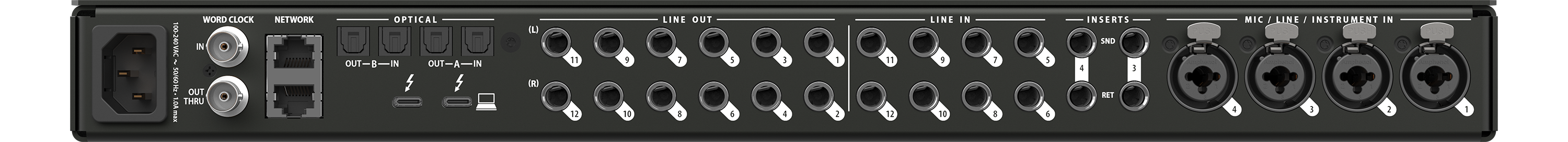 Motu 848    28x32 I/O with 12x12 TRS analog, 64-ch mixing, DSP & AVB-TSN networking