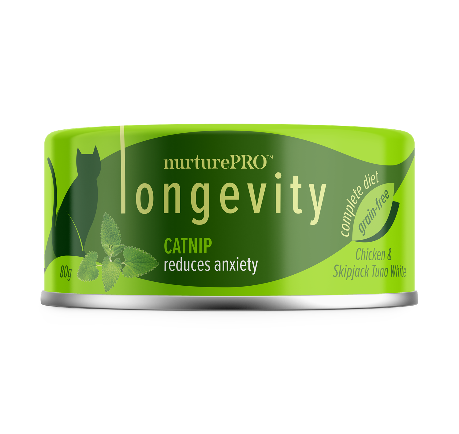 NurturePRO Longevity 綠茶肉絲主食罐| 貓草情緒舒緩| 80g