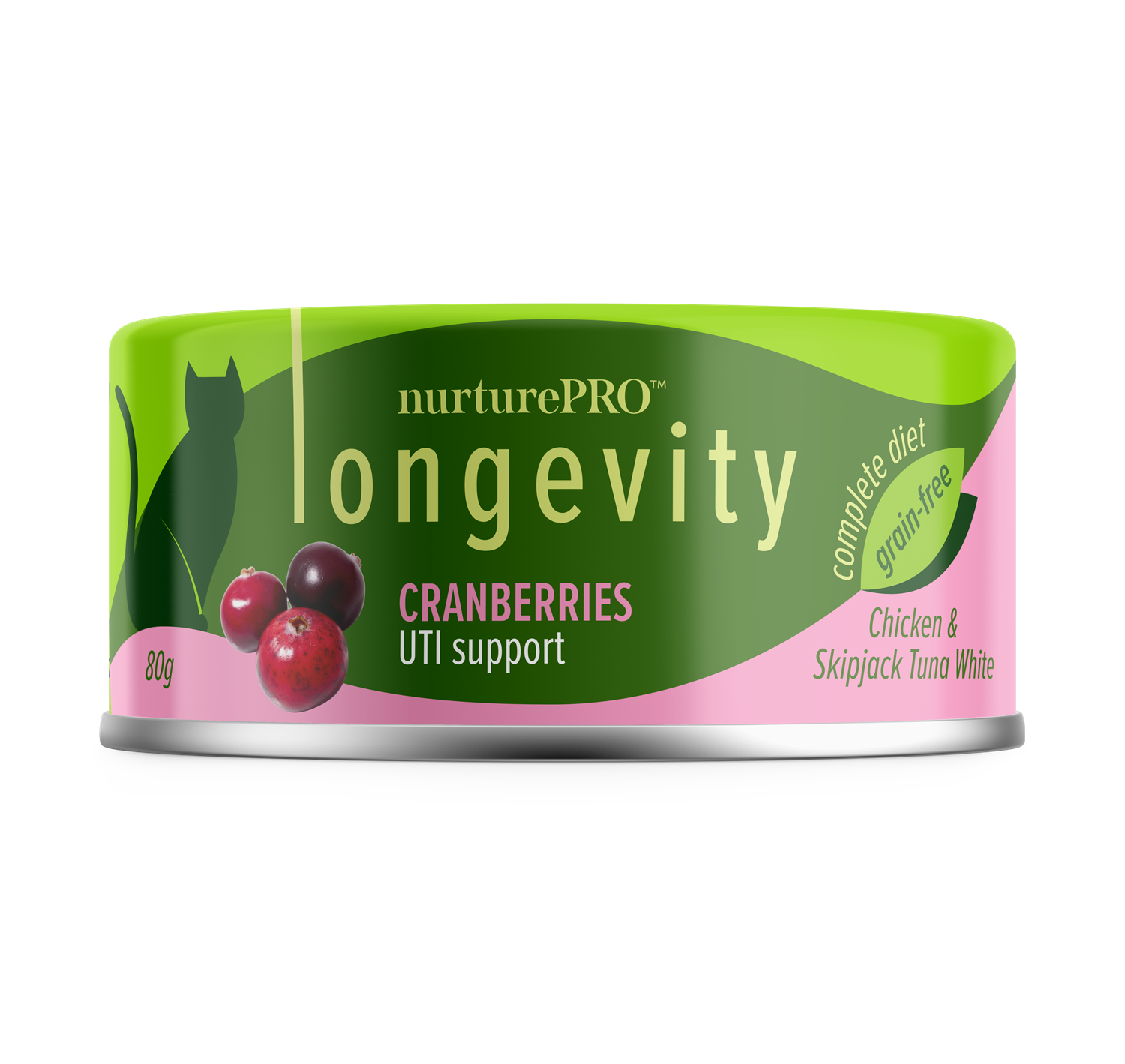 NurturePRO Longevity 綠茶肉絲主食罐| 小紅莓尿道健康| 80g
