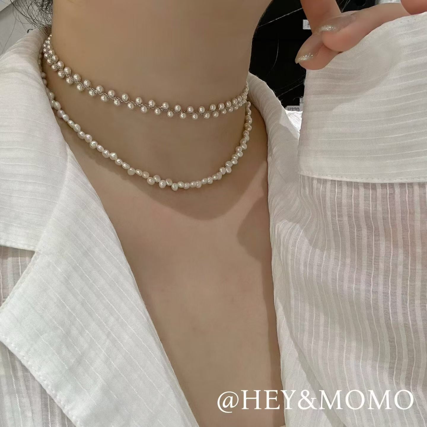 HM6247 ⚪️925 銀 隨性珍珠項鍊