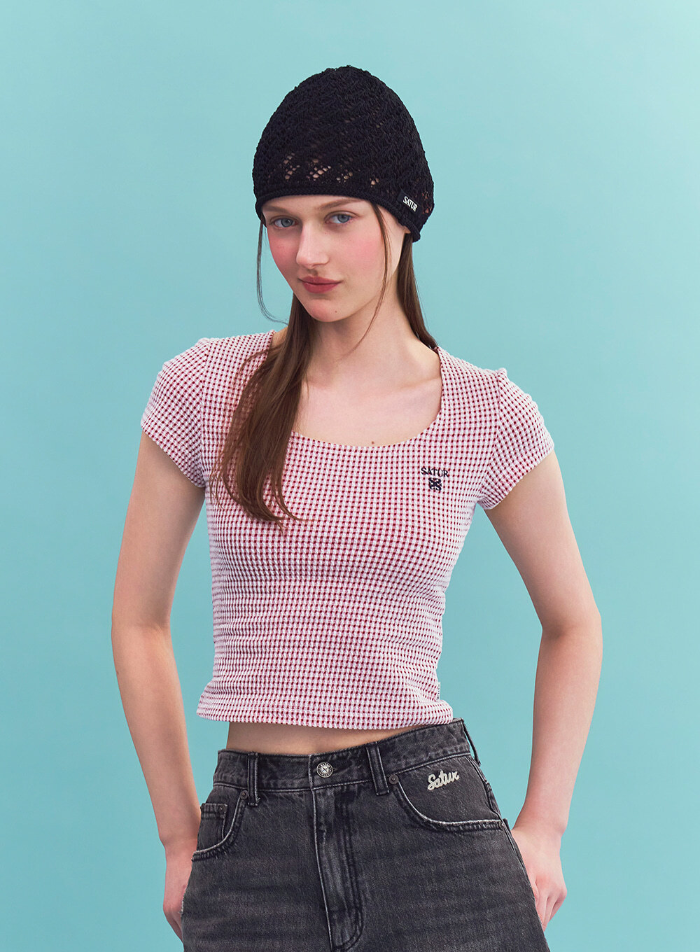 【入LIVECODE一件減至$278😱🔥！】【韓國大熱品牌😍朴圭瑛SEVENTEEN同款！】【SATUR】(W) Square Neck Crinkle T-shirt (3 Colors)