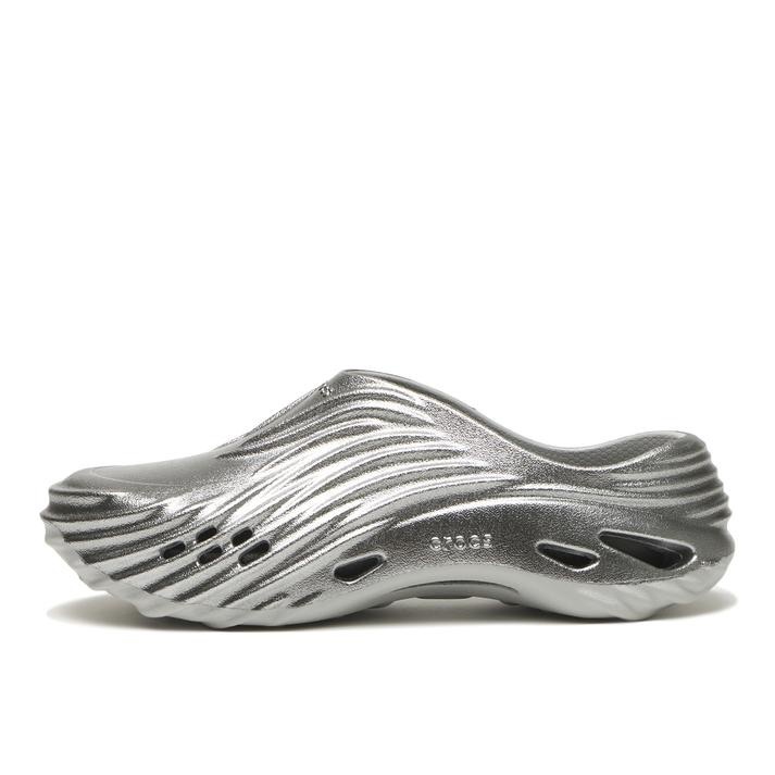 Crocs Echo Wave Metal Sport 日本新款 銀色 液態銀 防水 Mule 洞洞鞋 214111-1FS