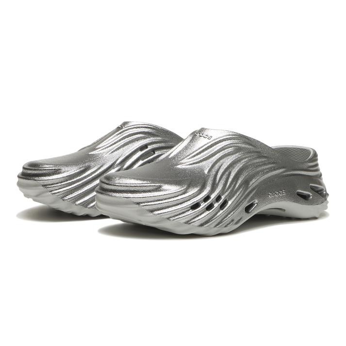 Crocs Echo Wave Metal Sport 日本新款 銀色 液態銀 防水 Mule 洞洞鞋 214111-1FS