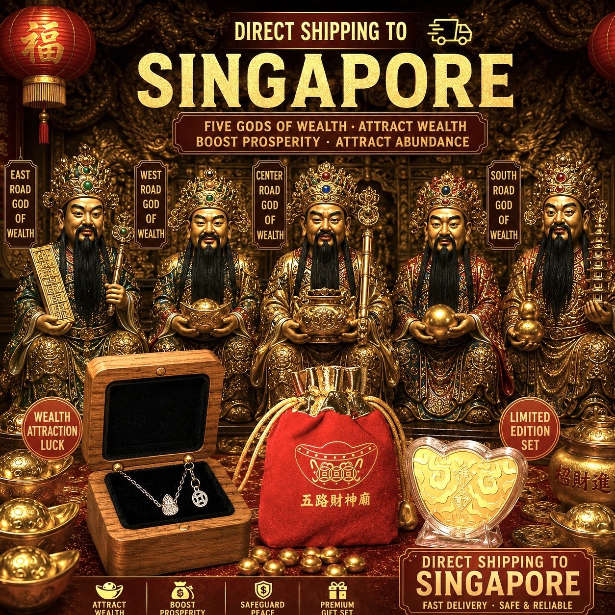 【台湾直送SG🇸🇬24小时发货】接财运！五路财神招财加持🧧限量优惠53组 财神亲赐招财元宝💰【FULULU福噜噜 × 五路财神官方授权招财元宝】｜一条轻松戴着走的好运手链✨
