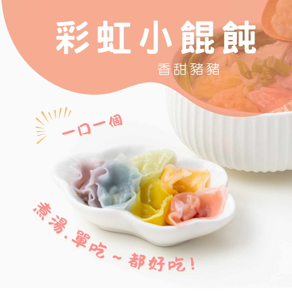 彩虹手工小餛飩 │一口大小 │香甜豬肉
